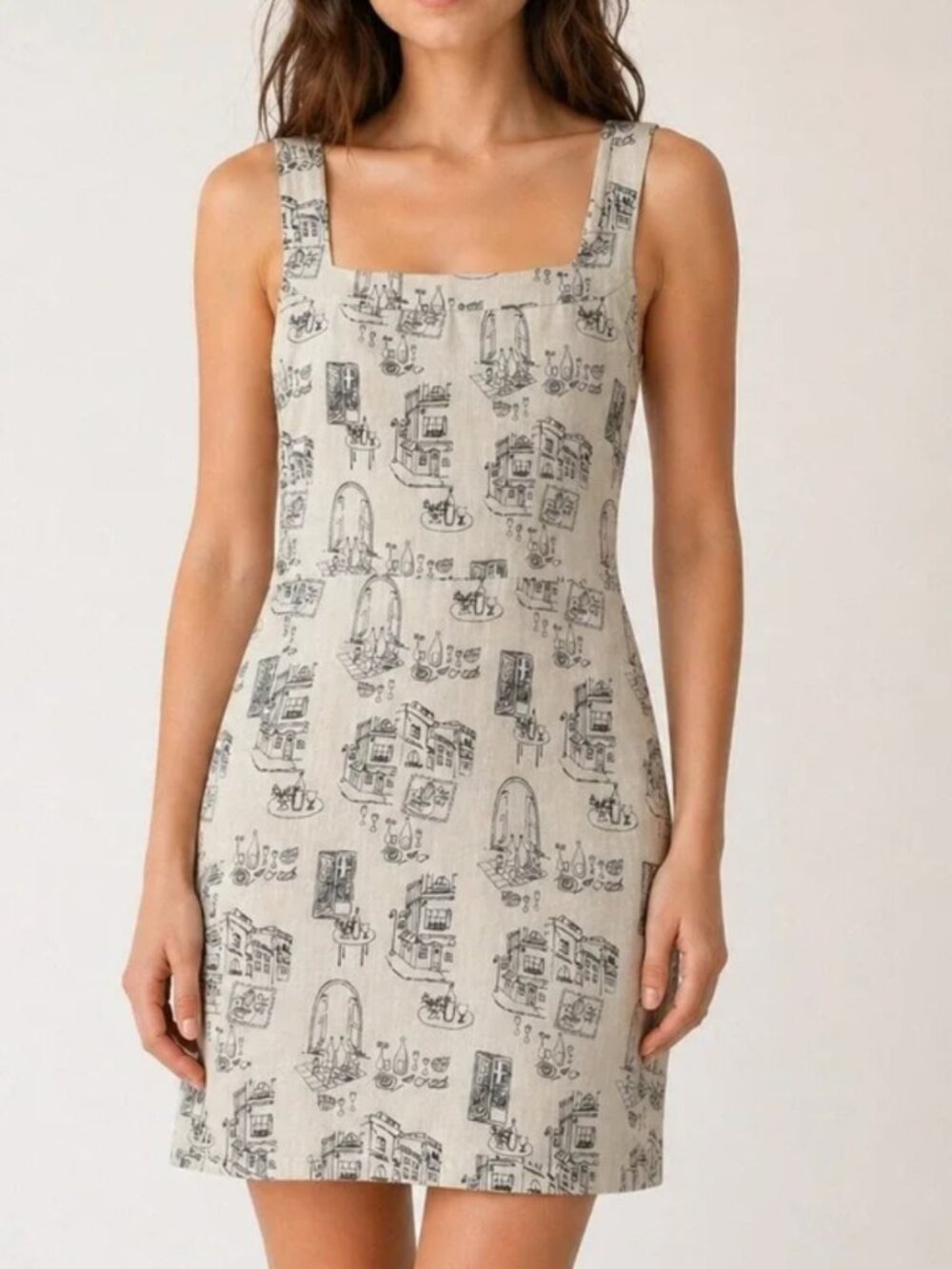 Abercrombie & Fitch Linen Blend Square Neck Mini Dress - Size M